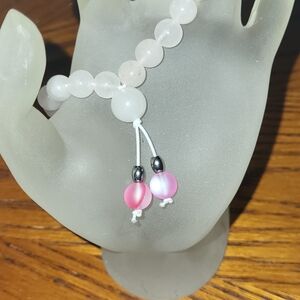 Chic Pink and White Beaded Bracelet